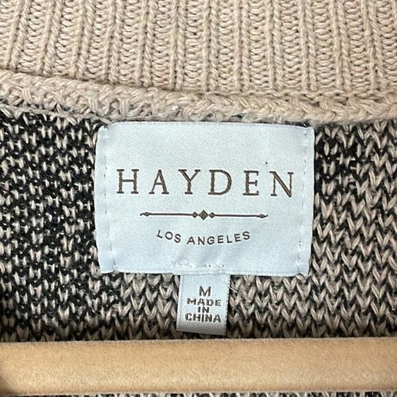 Hayden Los Angeles Tan Leopard Print Crew Neck Sweater Size Medium - Picture 4 of 8